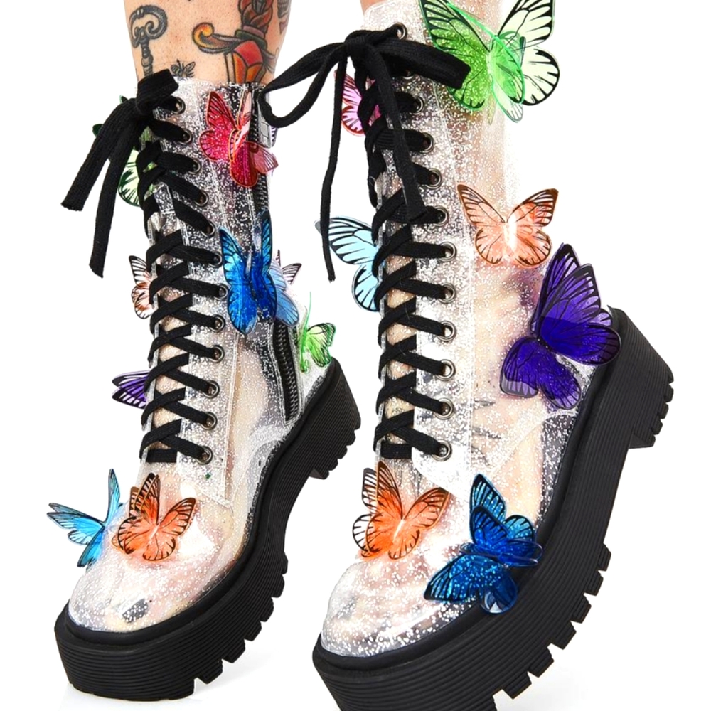 Dolls kill butterfly combat boots size 11